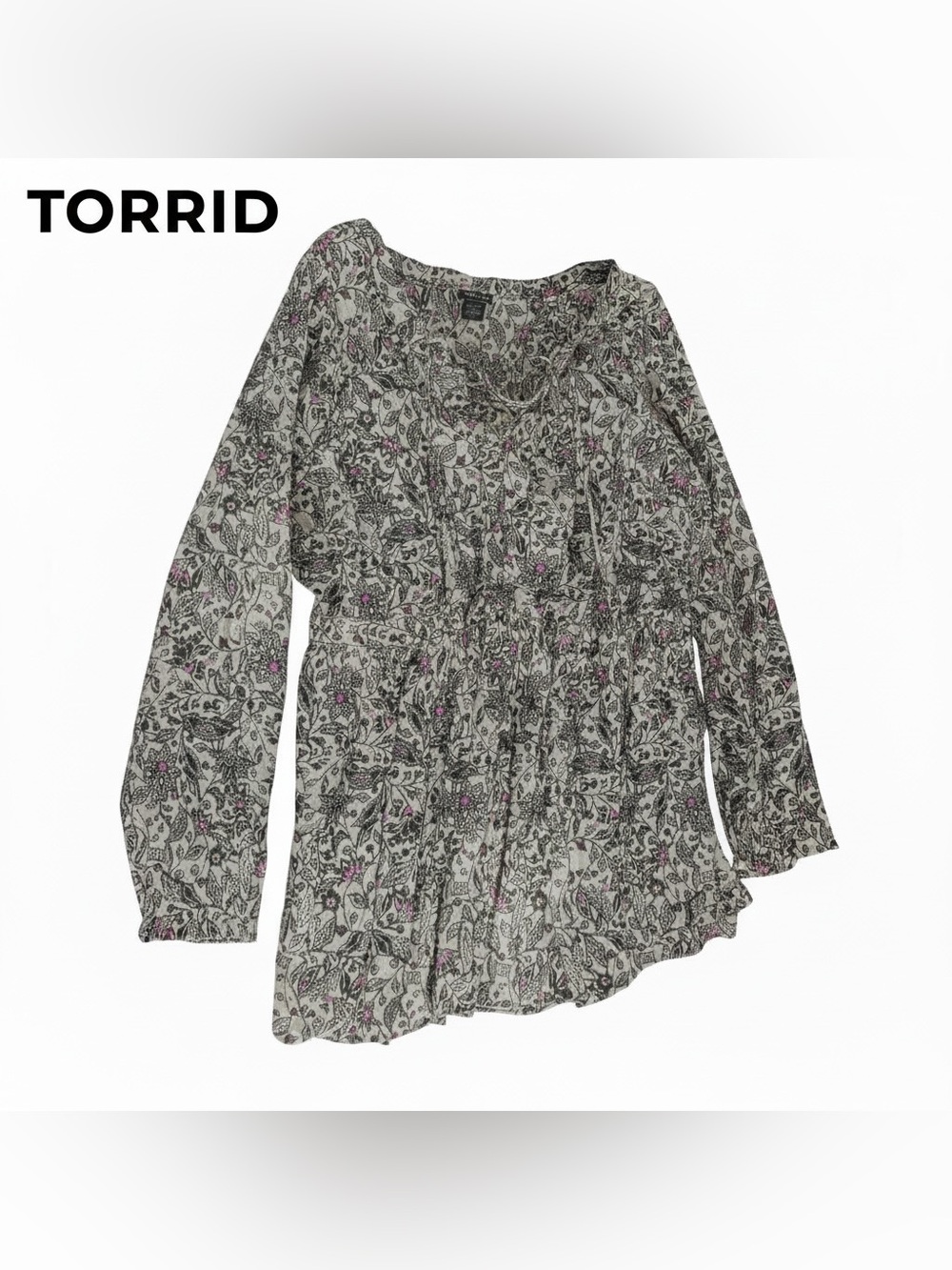 torrid Floral Smocked Waist Peasant Blouse